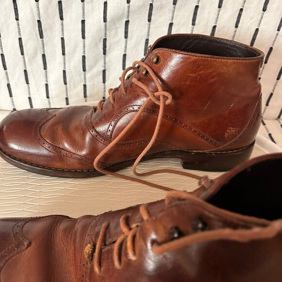 Wolverine 1000 Mile Wesley Wingtip Chukka Brown Boots Men Leather Steampunk 13D - Picture 9 of 10